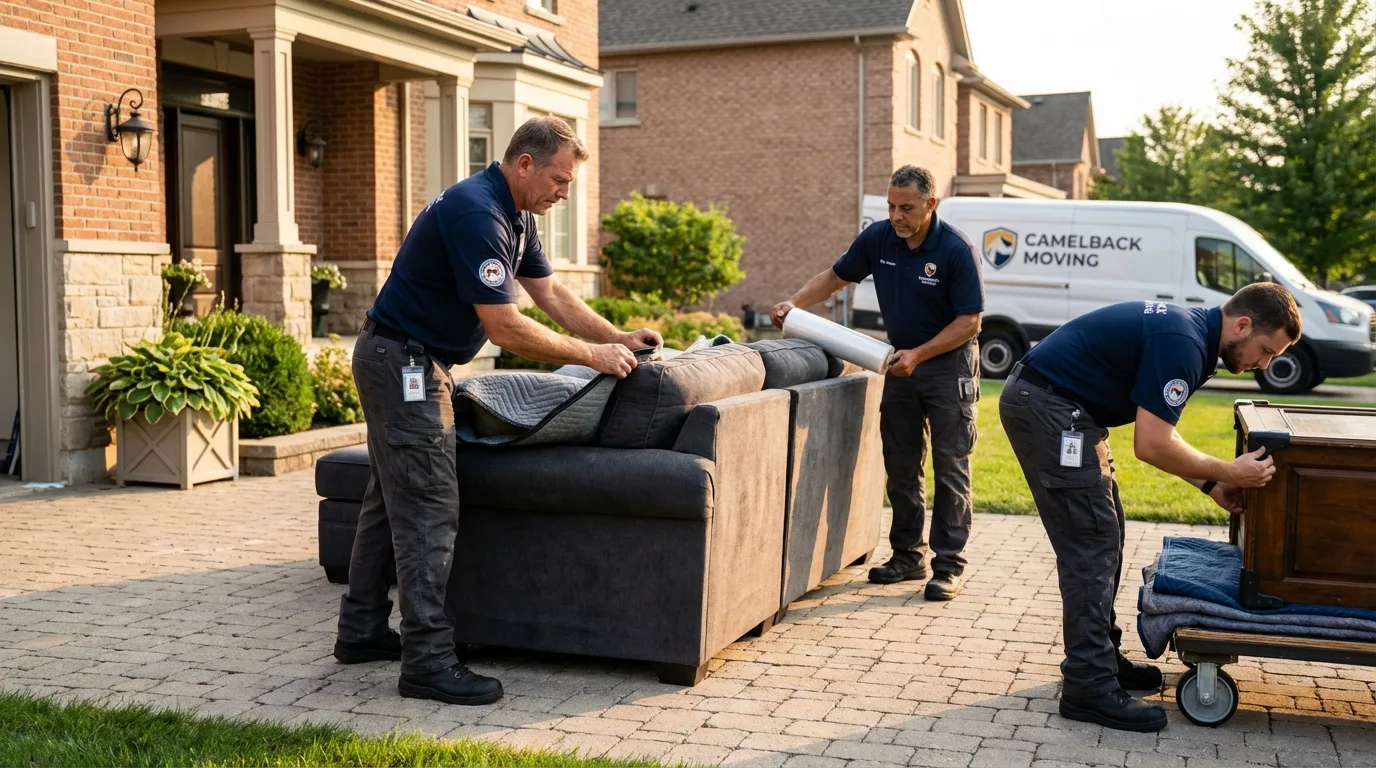 Large estate moving crew wrapping furniture in Edinburg, VA