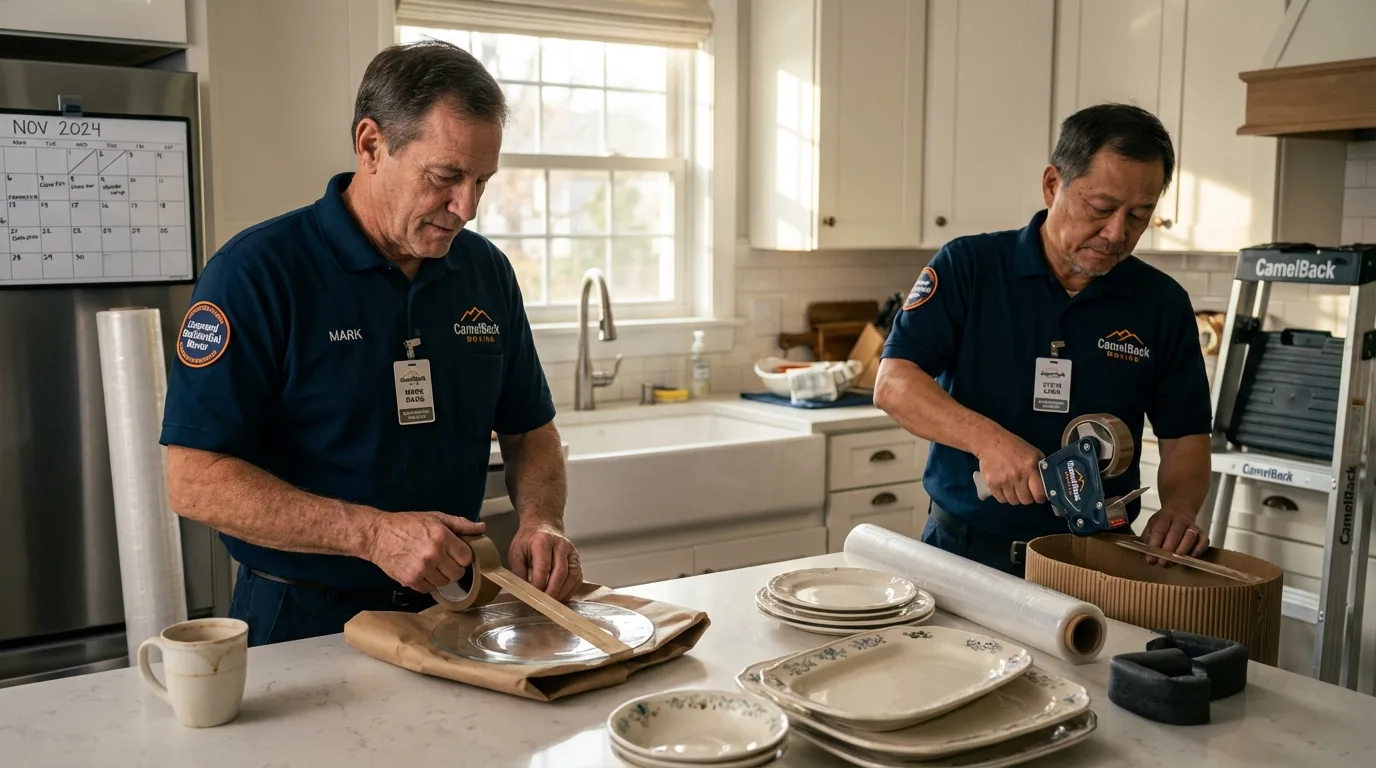 Professional crew packing kitchen dishware in Edinburg, VA